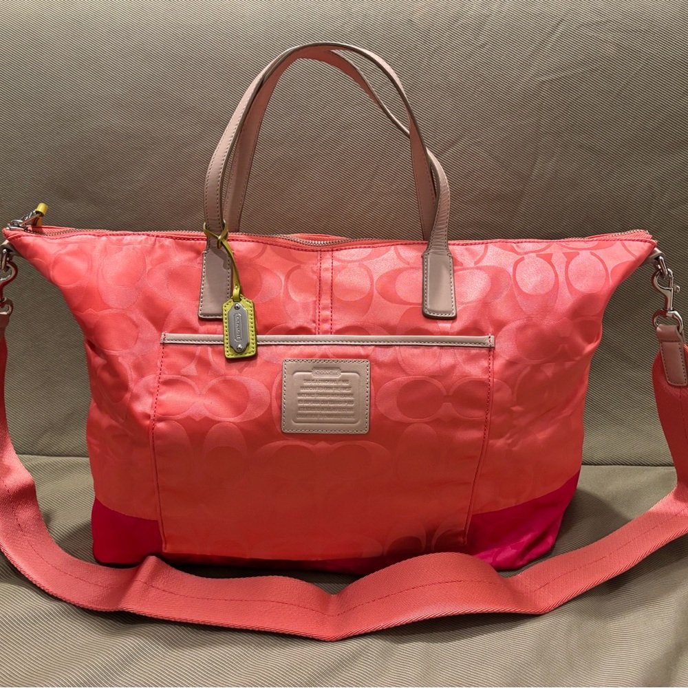 Coach signature color-block nylon tote